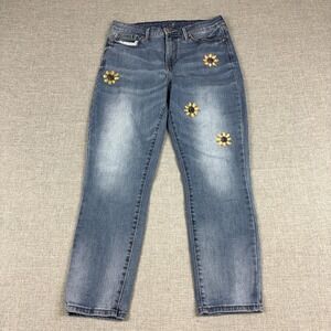 Levi's Jeans Womens 30x24 Blue Medium Wash Straight Floral Embroidered Denim